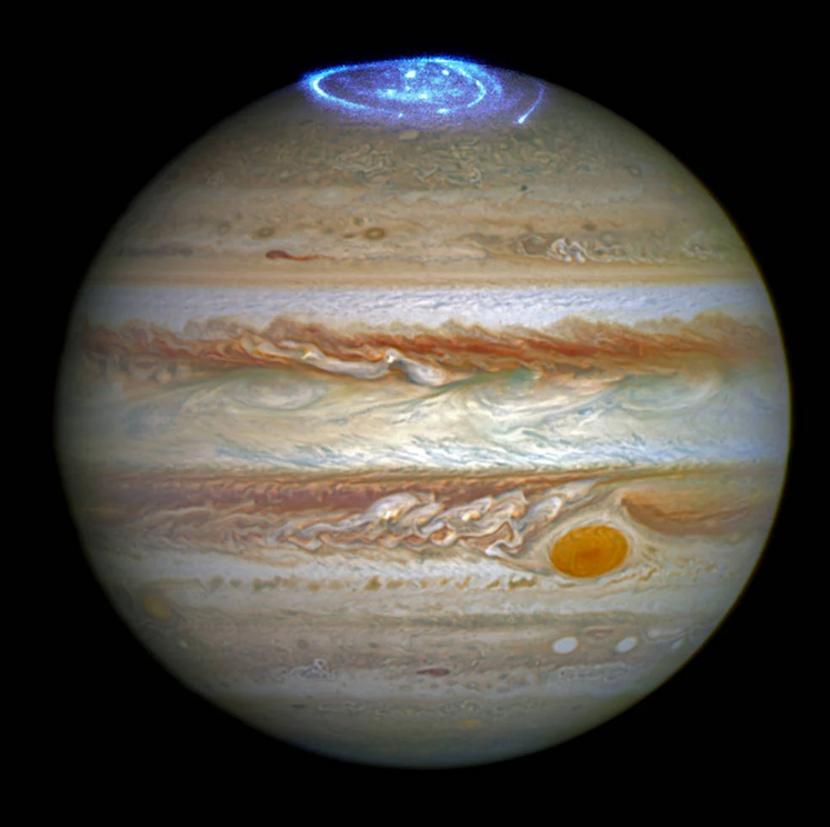 Hubble image of Jupiter's auroras.