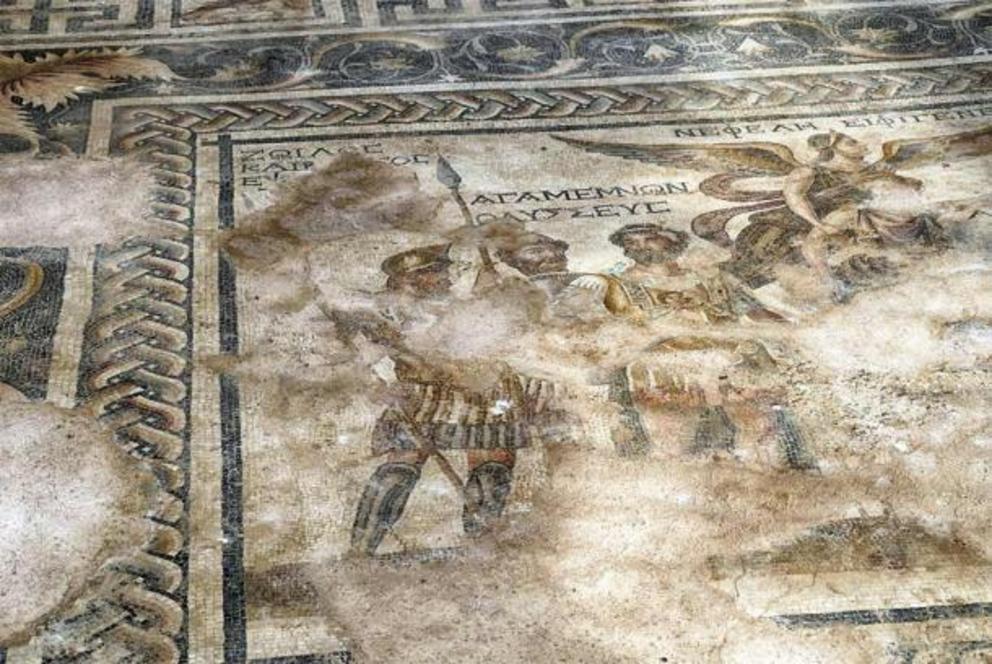 Golden Age Of Heroes:  Ancient Roman floor mosaic of Agamemnon