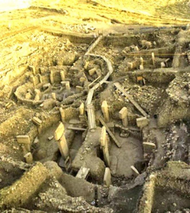 The circular pits of Gobekli Tepe, as seen from above.