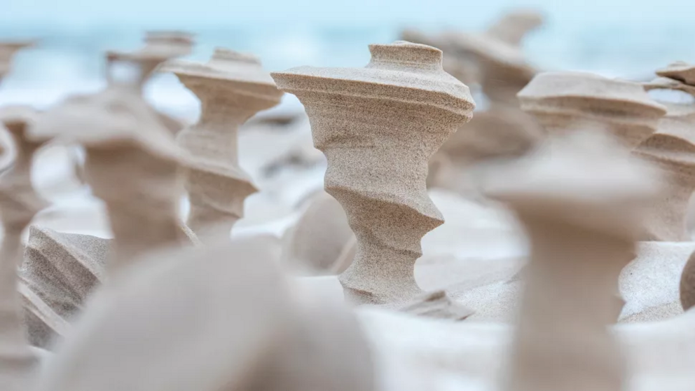 The sand pillars only lasted a few days at Tiscornia Park in St. Joseph, Michigan.