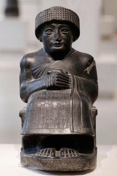 Gudea of Lagash (ruled c. 2144–2124 BC). Diorite statue found at Girsu.