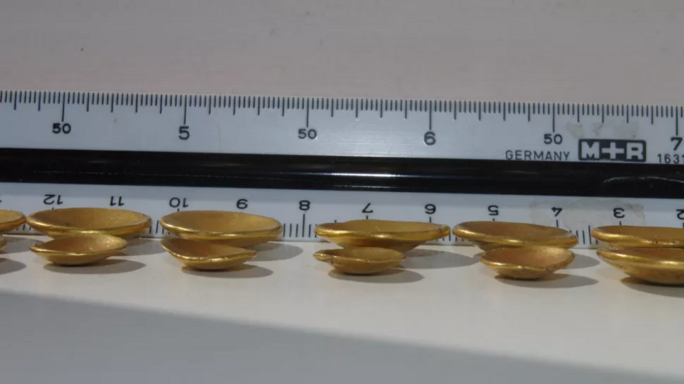 A selection of the cup-shaped Celtic gold coins from Brandenburg, Germany.