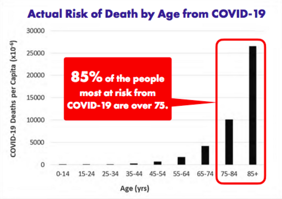 COVID-19 Deaths per capita by age in the United States (as of June 5, 2021). Population-based on U.S. CDC WONDER Bridge-Race Population Estimate 2019. Data obtained from https://wonder.cdc.gov/bridged-race-v2019.html