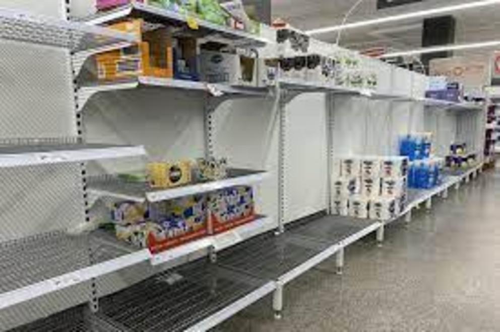 Low stocks of toilet paper at a supermarket in Sydney, January 7 2022.