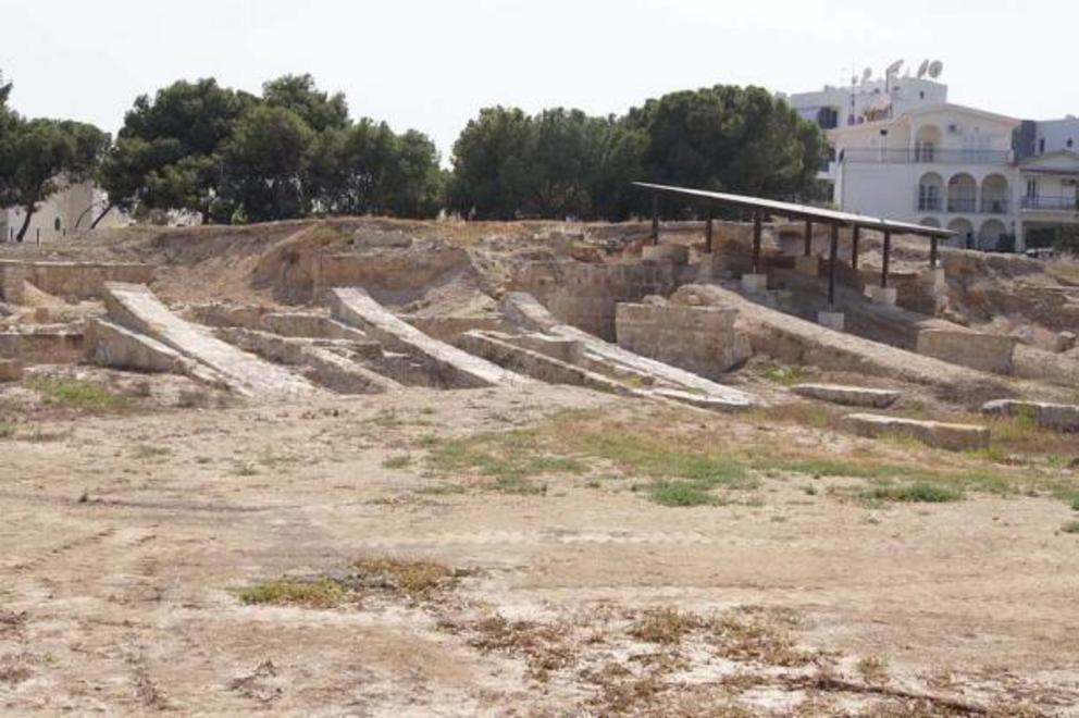 The remains of Kition’s Phoenician harbor for warships built in the 5th century BC.