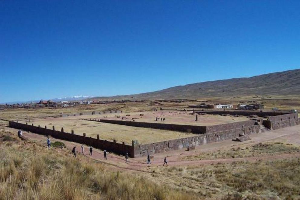 The archaeological site at Tiahuanaco, where the Tiahuanaco Sun Gate was discovered.