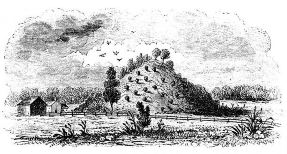Old illustration of Miamisburg Mound. 