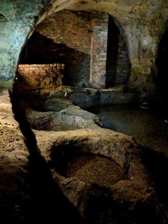 Inside Nottingham caves at Drury Hill.