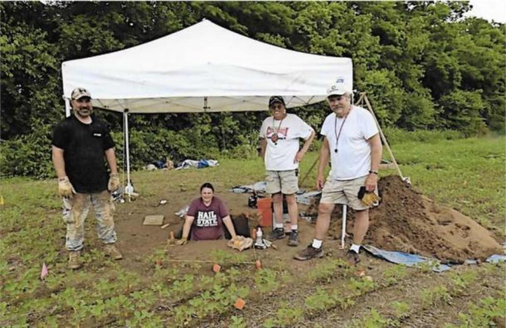 University of Cincinnati researchers take sediment samples at a Hopewell culture site at the confluence of the Ohio and Great Miami rivers.