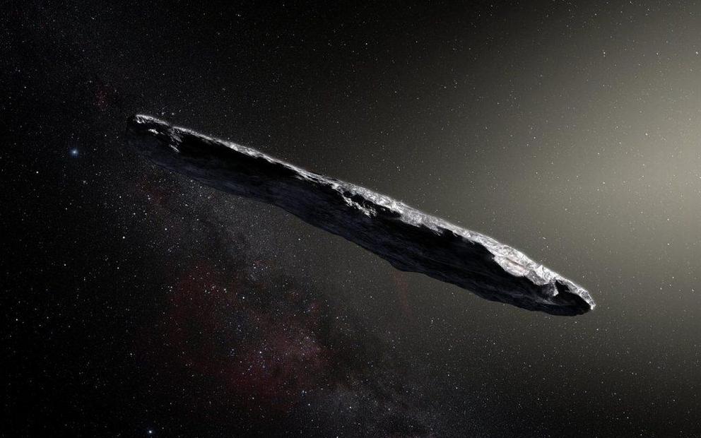 Figure 16: Artist’s impression of Oumuamua, the first detected interstellar object in our solar system.