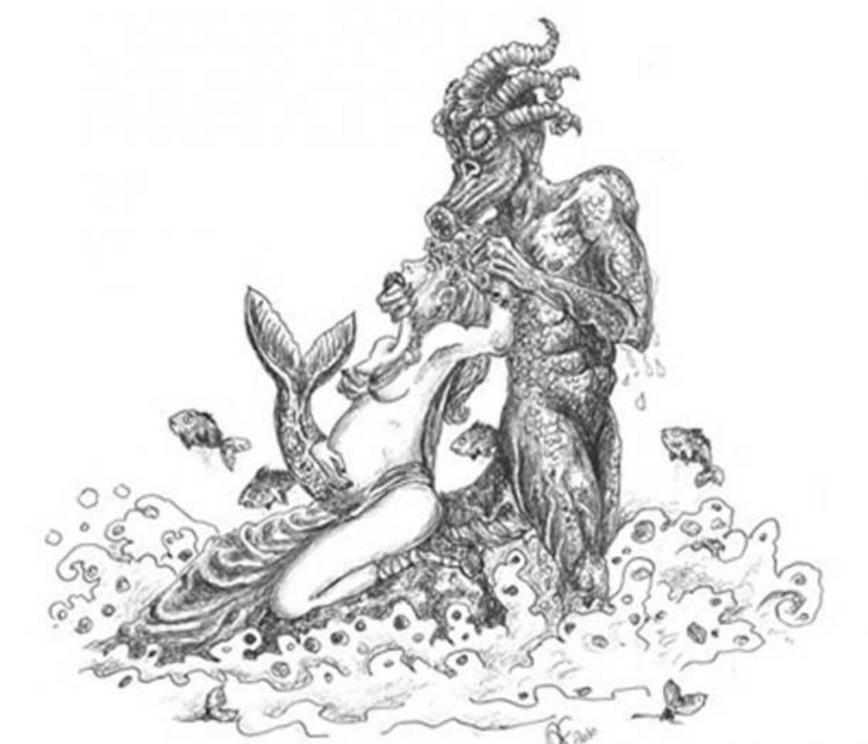 A quinotaur sea monster possessing king Clodio's wife, who became pregnant with the future king Merovech. Created by Andrea Farronato.