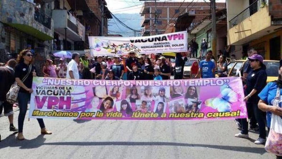 Protests over the Gardasil HPV vaccine in the streets of Colombia.