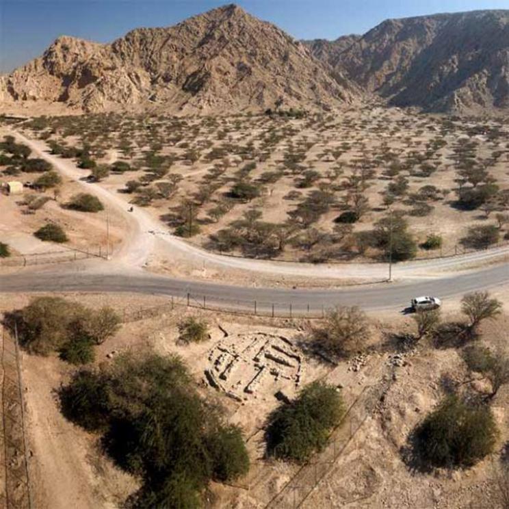 The Umm al-Nar culture in Oman built distinctive round tombs. 4,000 year old tomb from Shimal, Ras Al Khaimah pictured.