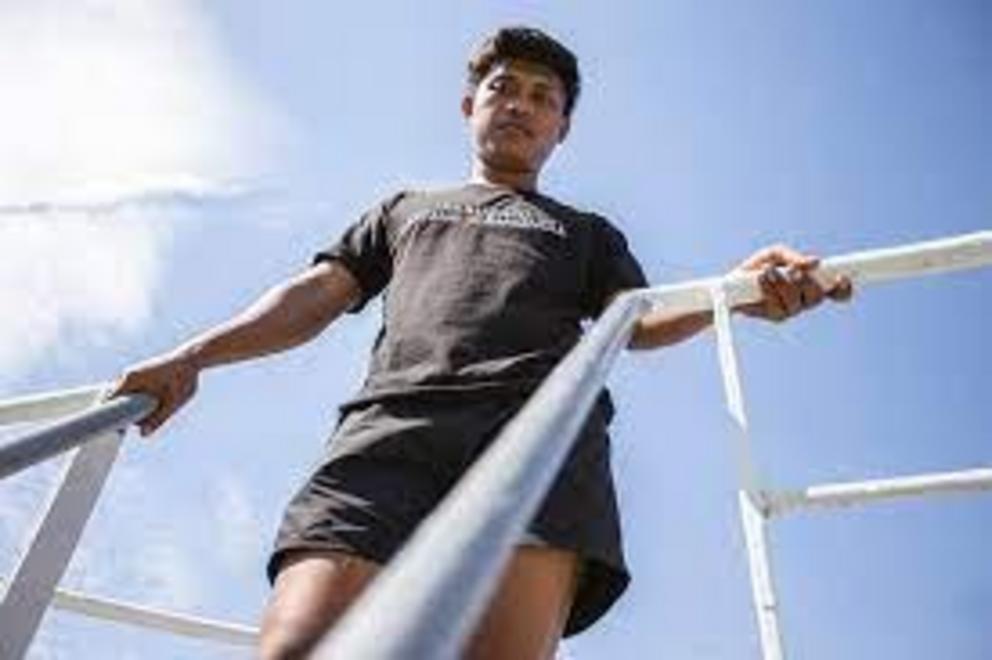 Yudha Pratama, who fell badly ill on board the Long Xing 629, is photographed at Tanjung Perak Port in Surabaya, Indonesia. “Is this an illegal boat or what?” he recalled asking the other deckhands upon learning it would be hunting shark. “That was when I