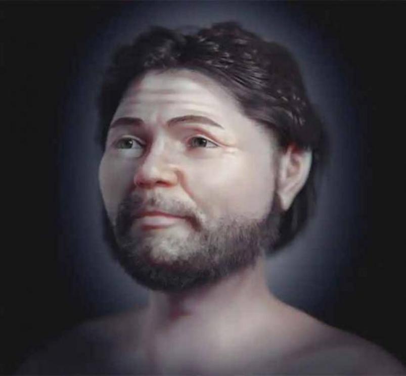 The facial reconstruction of the Visby warrior unearthed within a mass grave outside on the Swedish island of Gotland.