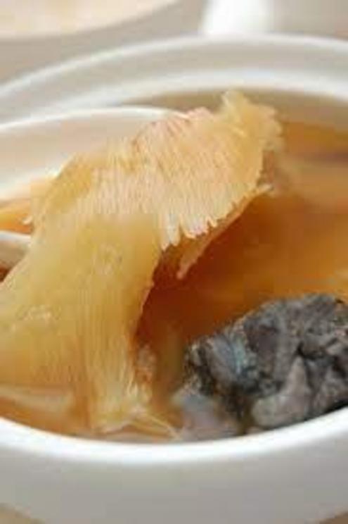 A bowl of shark fin soup.