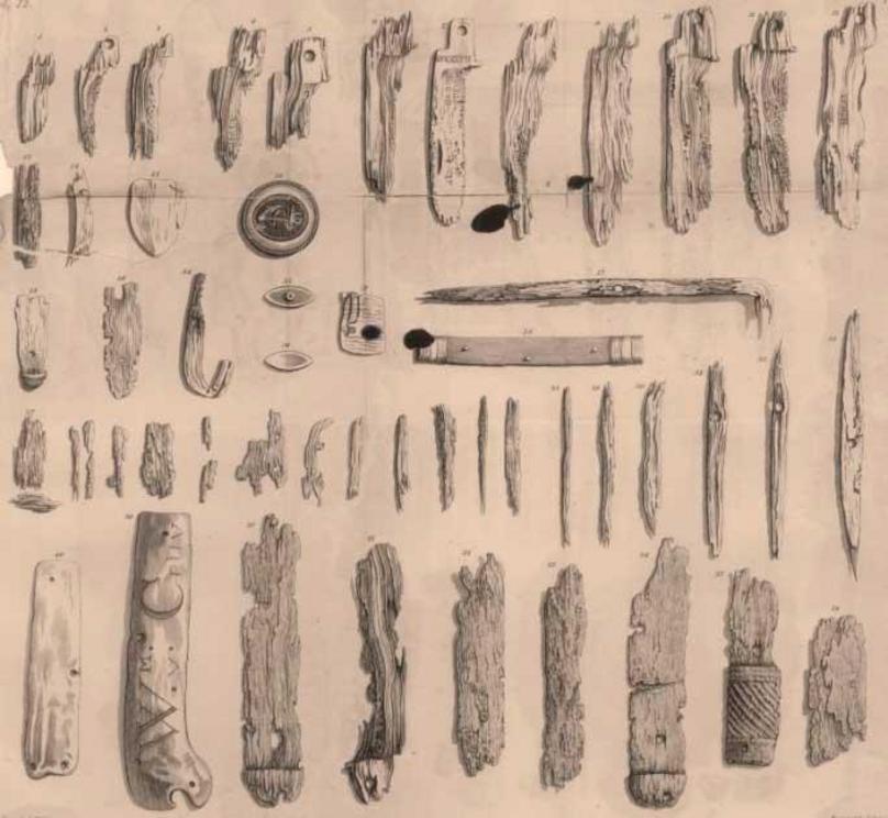 Evidence from a strange death: A drawing of the objects found in the stomach of John Cummings