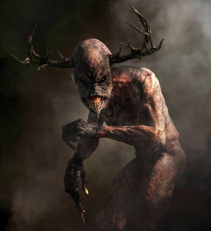 A horrifying Wendigo of Native American legend.