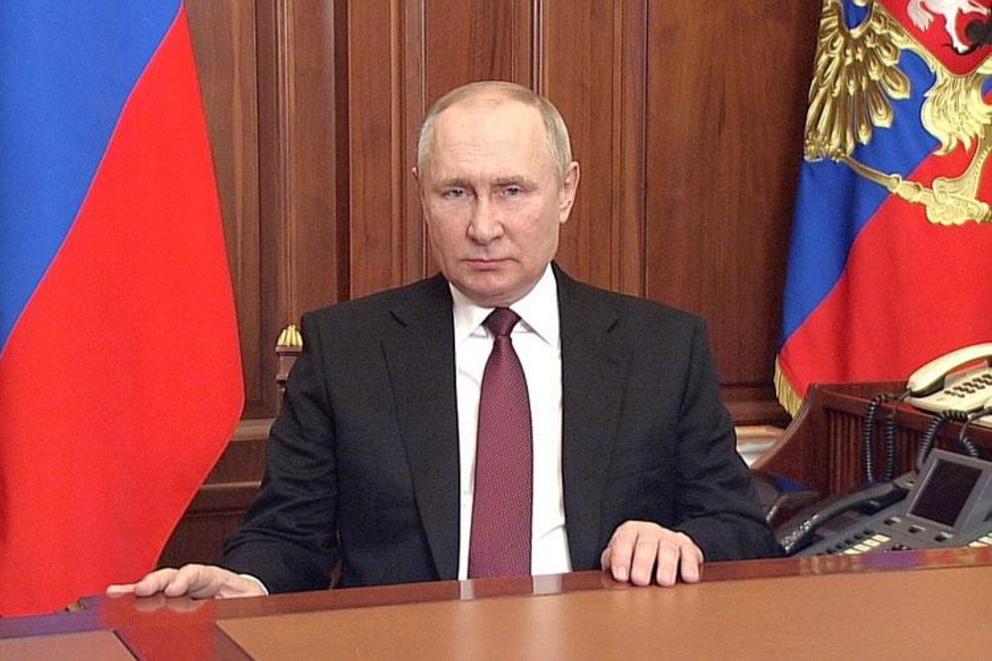 Image of Vladimir Putin released by The Kremlin on 24th February 2022 [© Russian Federation MoD]