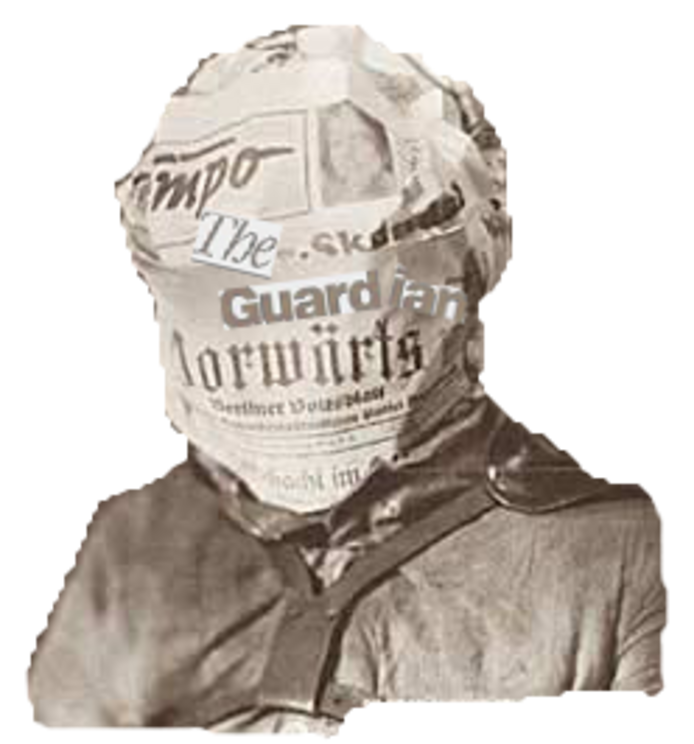 Apologies to John Heartfield's “Whoever reads bourgeois newspapers becomes blind and deaf