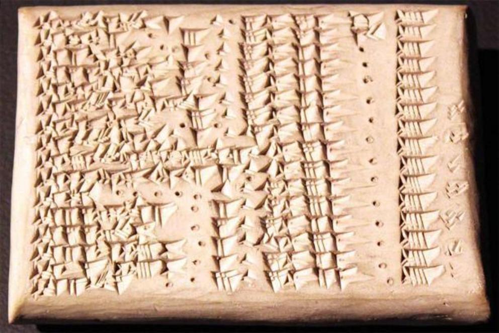 Star list with distance information, Uruk (Iraq), 320-150 BC, the list gives each constellation, the number of stars and the distance information to the next constellation in ells