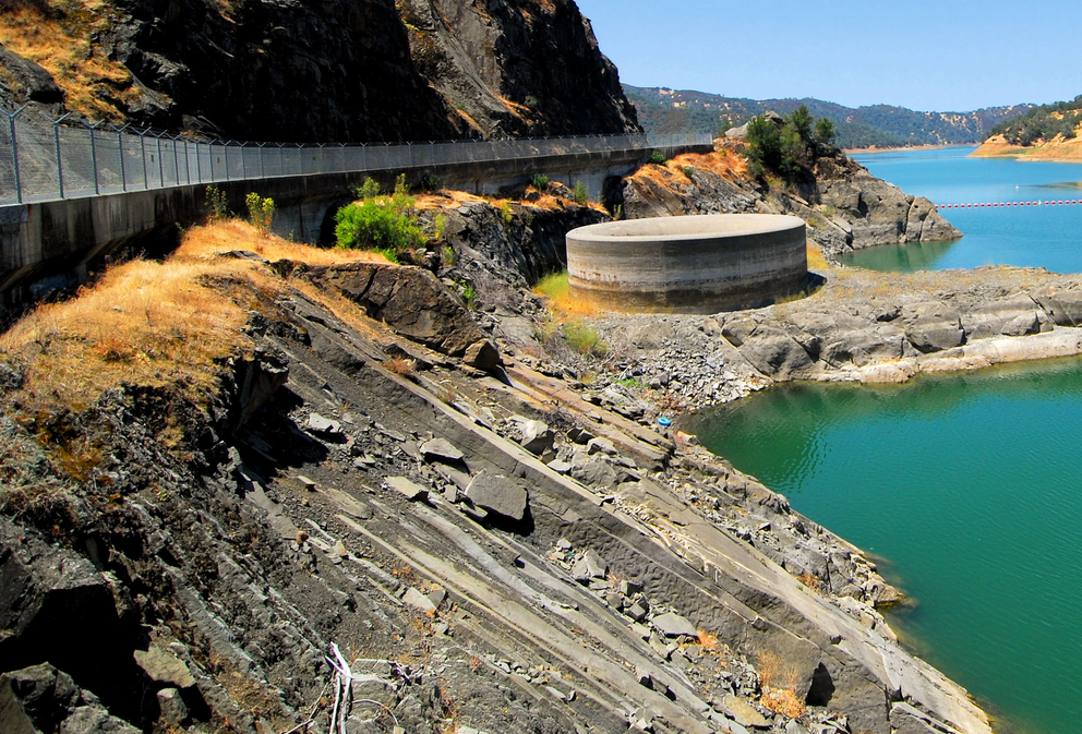 The Glory Hole when the reservoir is low.