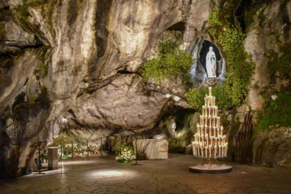 Shrine to the Virgin Mary at the Massabielle Grotto, Lourdes.