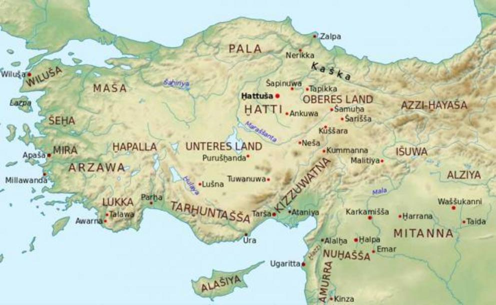 The regions of the Hittite Empire.