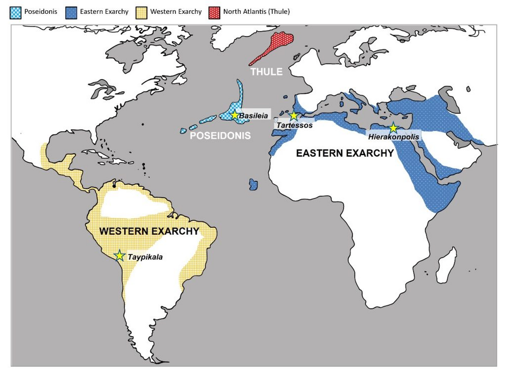 Figure 3. The extent of Atlantean colonization and main centers of culture of the Neo-Atlantean period.