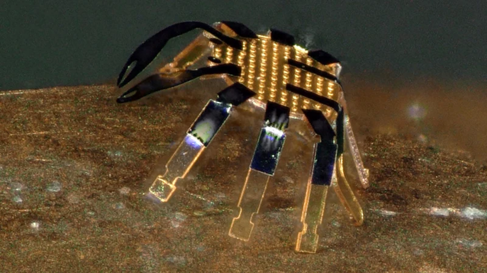 The robot is manipulated using lasers.