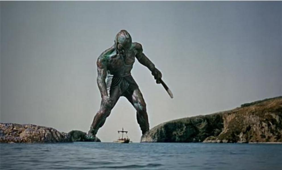 Still depicting Talos confronting the crew of the Argo from 1963 film Jason and the Argonauts.
