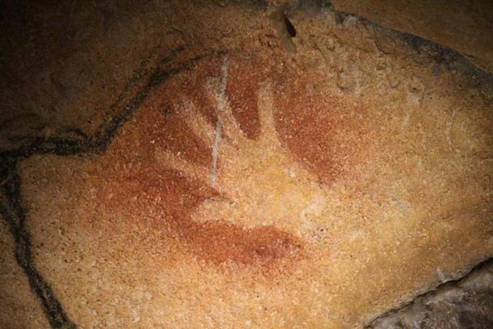 Negative hand print discovered within the Chauvet Cave.