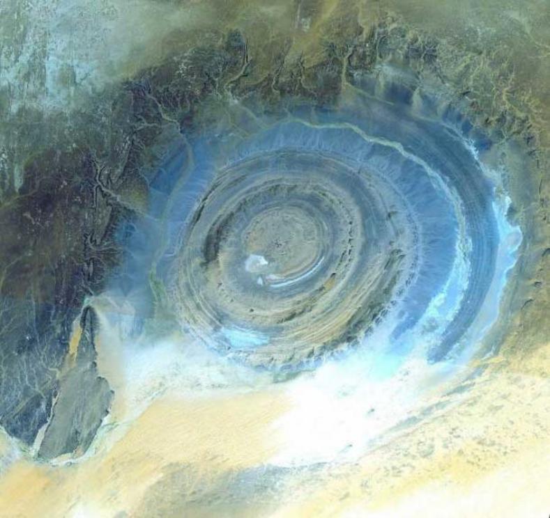 Satellite image of the Richat Structure (false color).