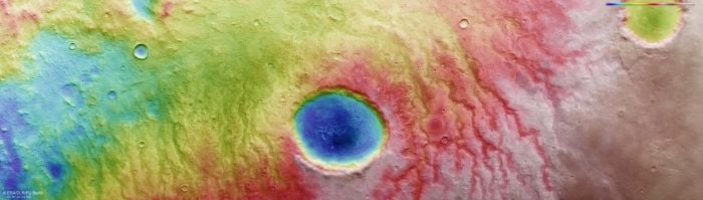 A topographical map of the region, compiled from Mars Express data.