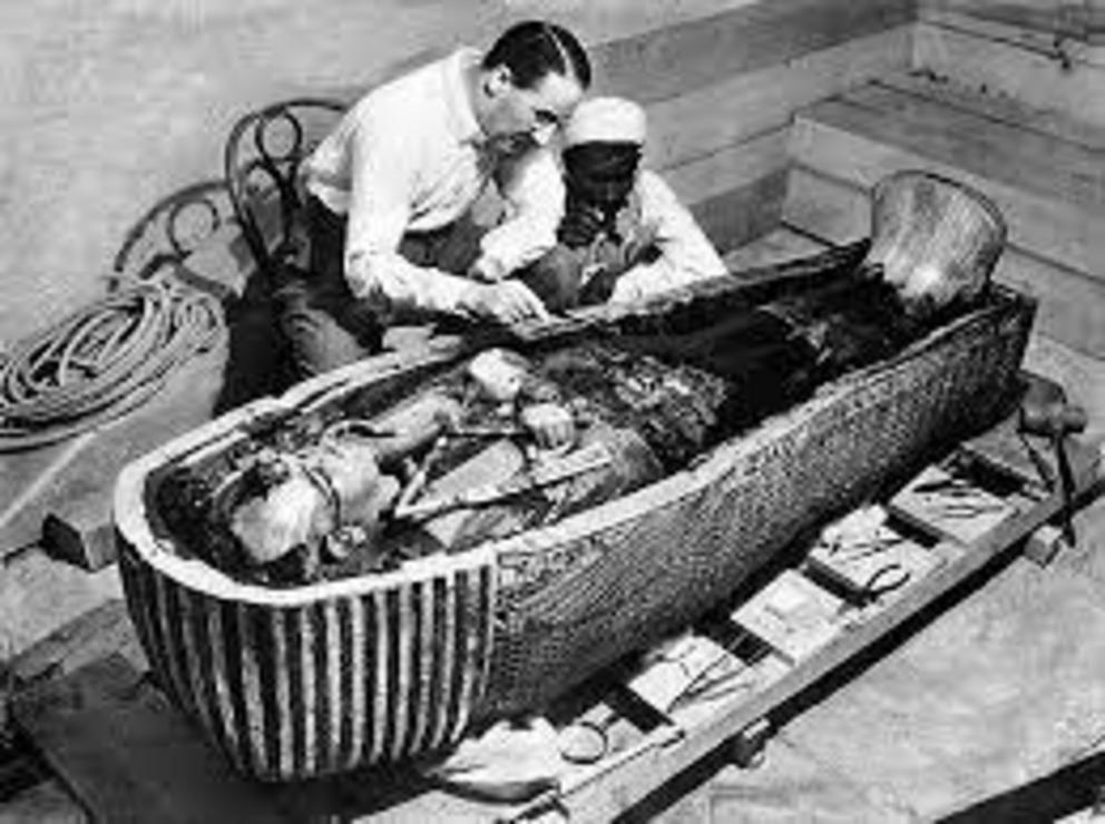 Howard Carter opens the innermost shrine of King Tutankhamen’s tomb.