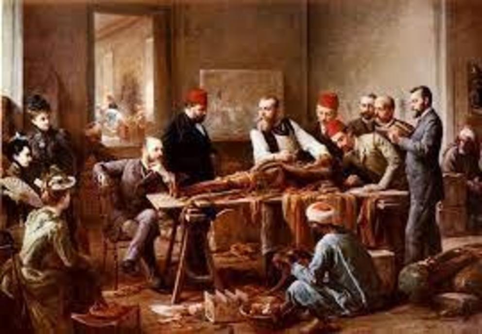 Examination of a Mummy by Paul Dominique Philippoteaux c 1891.