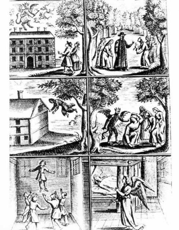 17th century illustrations showing the legend of the Demond of Tedworth