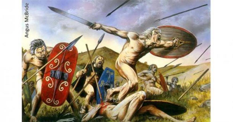 Celtic warriors in “The Battle of Telamon, 225 BC.”