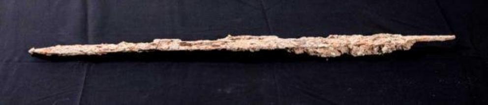 A large Anglo Saxon iron sword uncovered in HS2 archaeological excavations in Wendover.