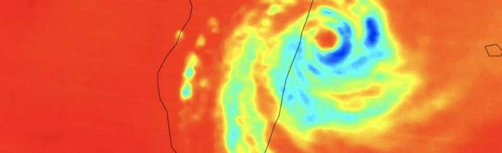 An image of Tropical Cyclone Batsirai over Madagascar captured by the TROPICS Pathfinder satellite in February of 2022.