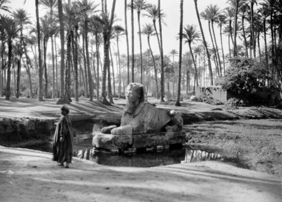 Alabaster Sphinx at the Temple of Ptah around 1929.