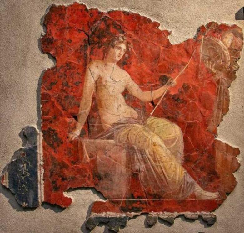 Dionysus (also known as Bacchus) was the god of wine and was depicted in the frescoes discovered under the Baths of Caracalla.