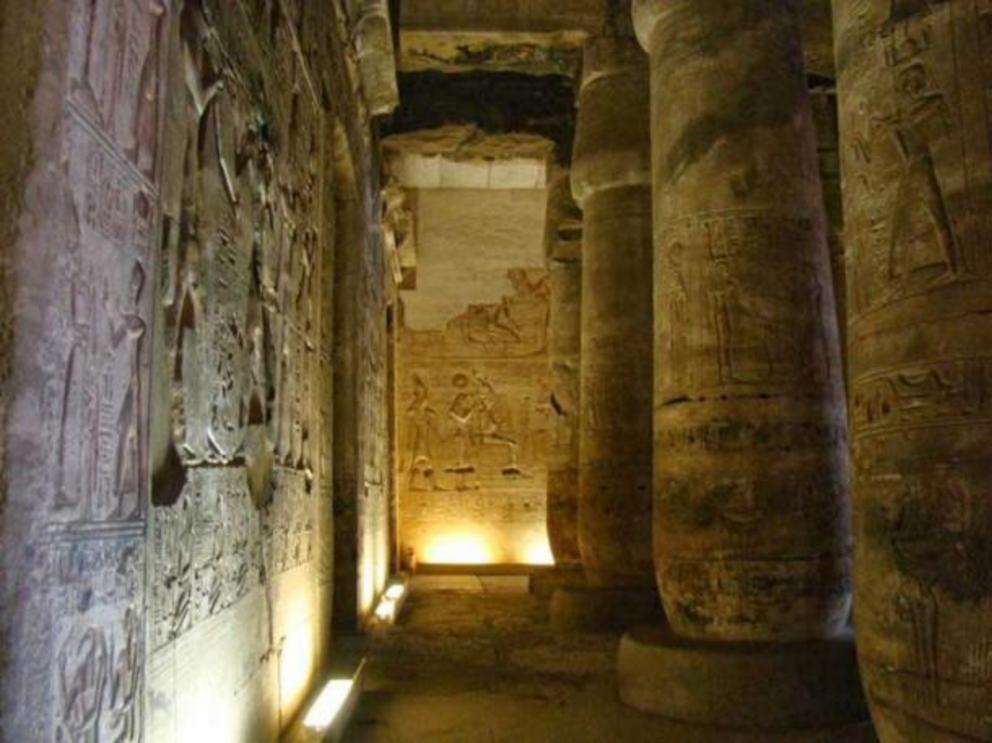 Interior of the Temple of Seti I at the ancient Egyptian city of Abydos.