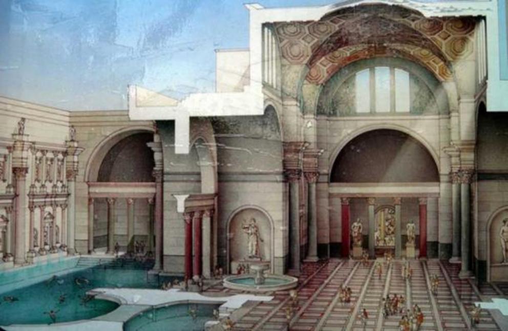 Reconstruction drawing of the Baths of Caracalla.