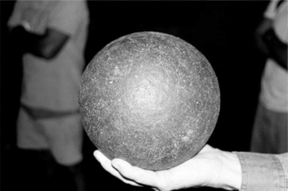 A rubber ball made with the traditional techniques used by pre-Columbian people.