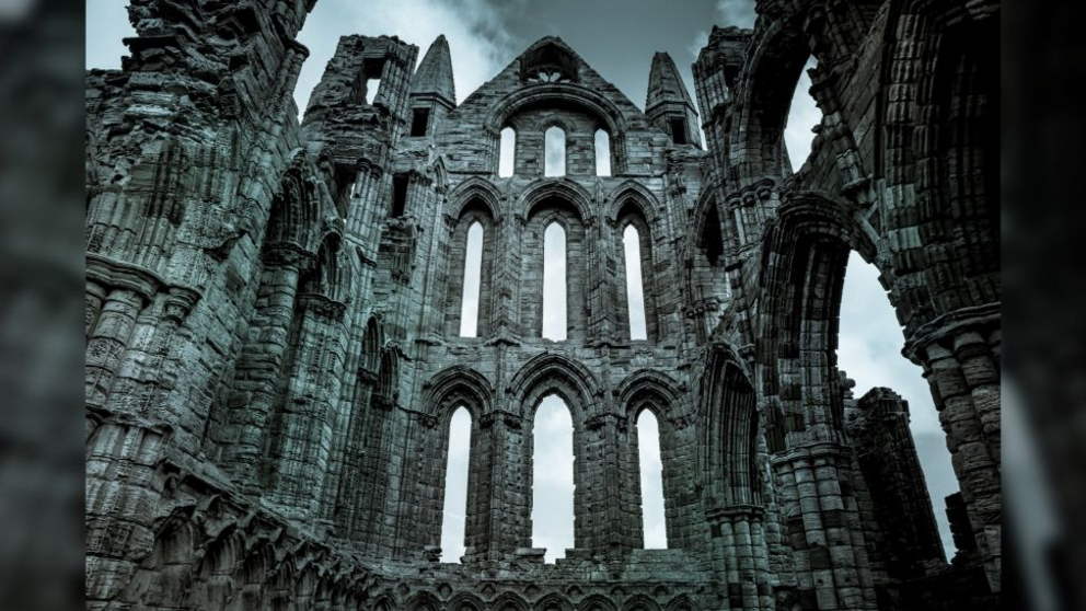 Whitby Abbey in North Yorkshire, England is the Gothic castle that inspired Dracula.