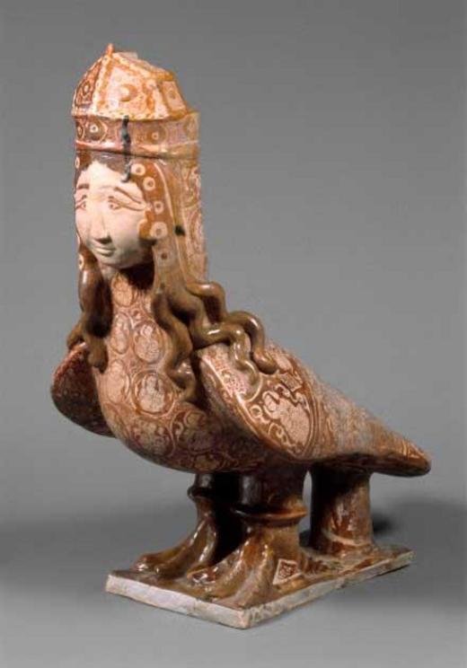 Harpy depicted on 12th-13th century stonepaste ceramic vessel