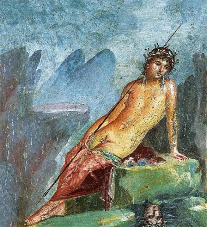 A fine Narcissus fresco from Pompeii showing the pool reflection he was in love with.