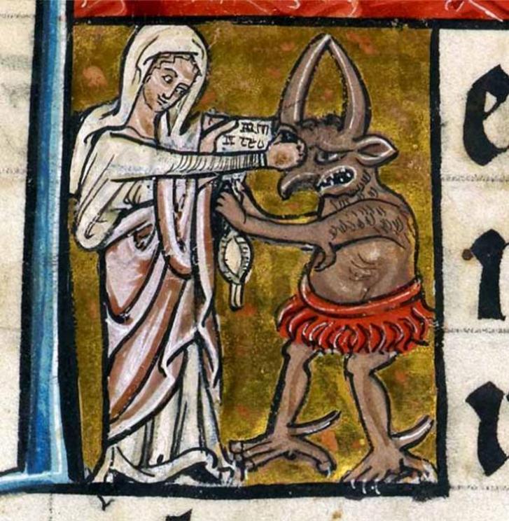 Fiesty nun takes on a demon in the Book of Hours ('The De Brailes Hours’)