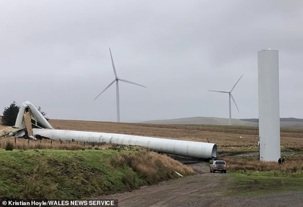 A car can be seen driving towards the enormous wind turbine in February which is almost the height of St Paul’s Cathedral